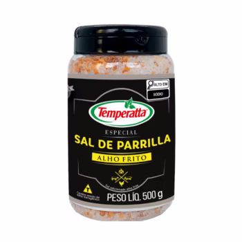 Sal de Parrilla com alho frito Temperatta para carnes grelhadas.