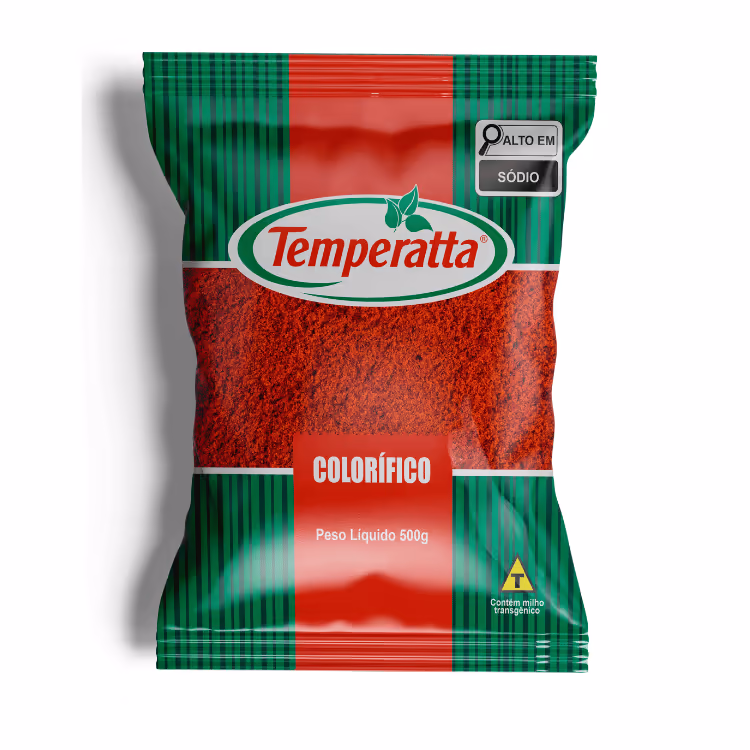 Colorífico em pó Temperatta 500g embalagem varejo para colorir alimentos.