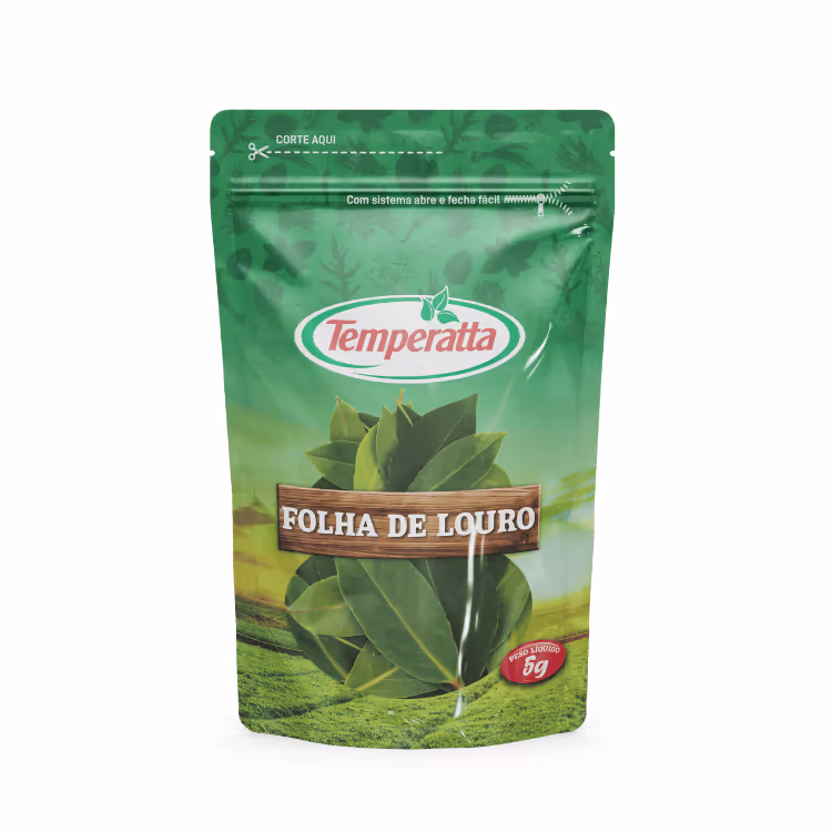 Folha de louro desidratada Temperatta em embalagem Stand Up Pouch 5g.
