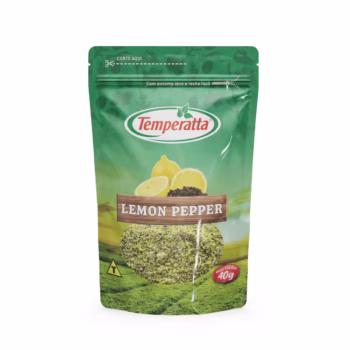 Tempero Lemon Pepper cítrico Temperatta em embalagem Stand Up Pouch 40g