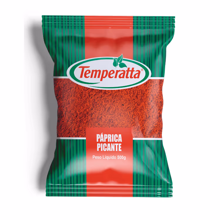 Páprica picante pura Temperatta 500g tempero intenso para receitas profissionais.