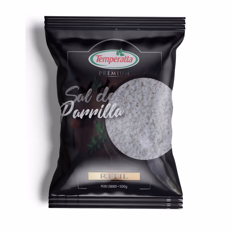 Refil Sal de Parrilla Assador Temperatta 500g granulometria entrefina para churrasco